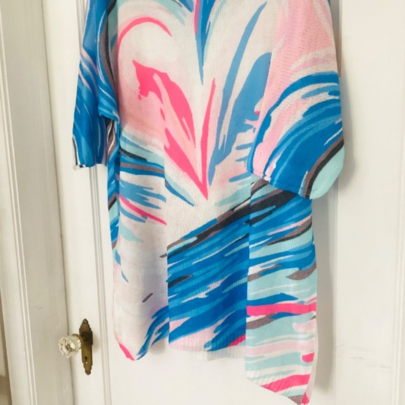 ITALY MODA sweater Dress XL Abstract Print Knit Tunic Mini Dress Dolman Sleeves - Picture 4 of 8